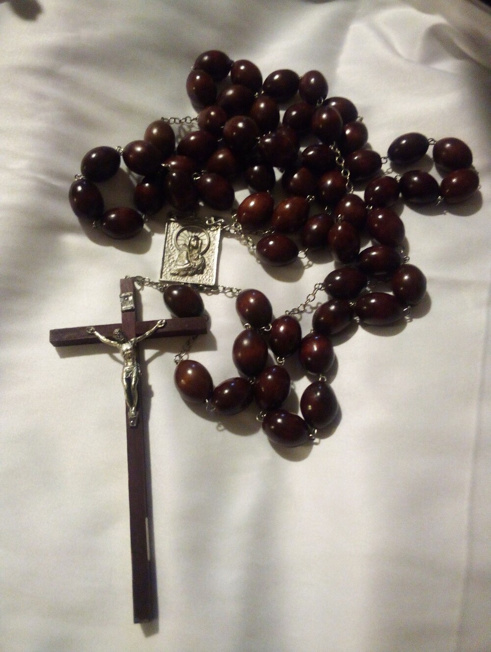 Beautiful Very Large Wooden Rosary Italy 62 Inches